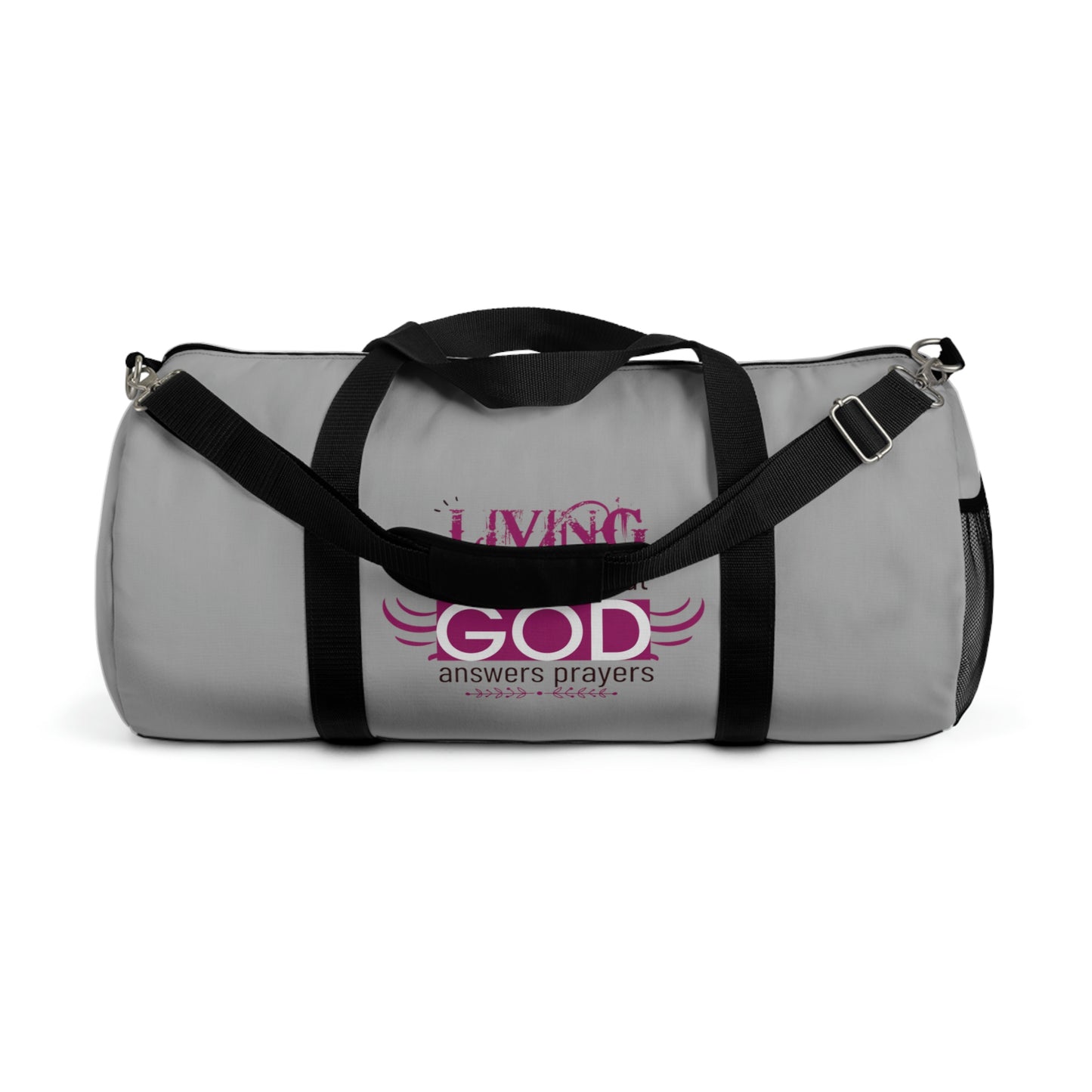 Living Proof That God Answers Prayers Duffel Bag Printify