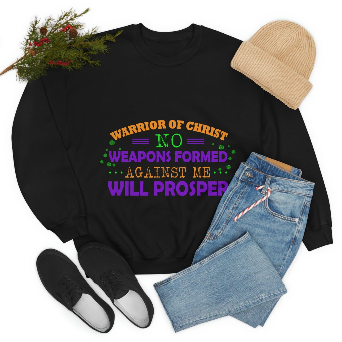 Warrior Of Christ No Weapons Formed Against Me Will Prosper Unisex Heavy Blend™ Crewneck Sweatshirt