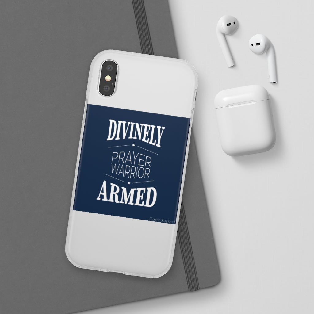 Divinely Armed Prayer Warrior Flexi Phone Case compatible with select IPhone & Samsung Galaxy Phones Printify