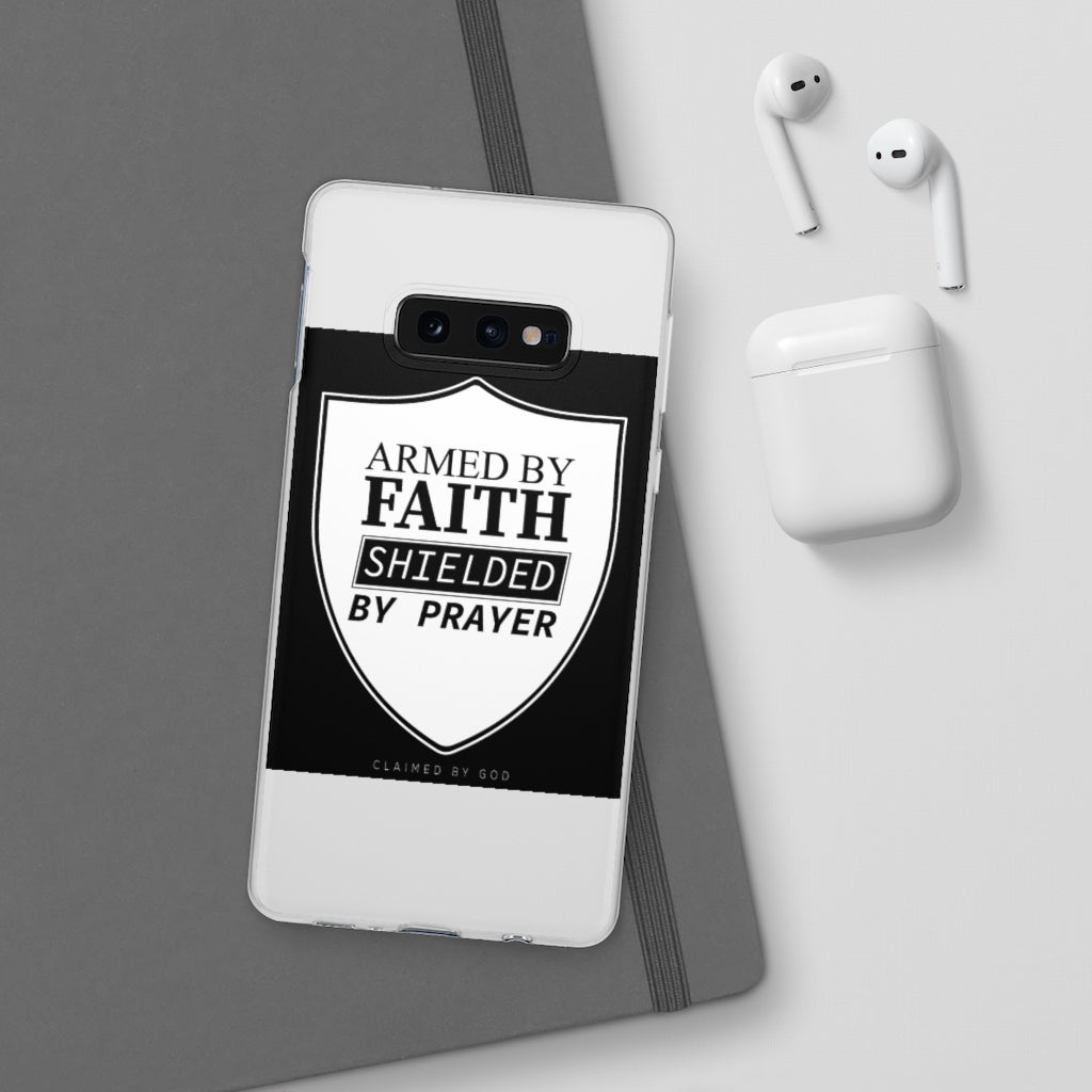 Armed by faith shielded by prayer Flexi Phone Case, compatible with select IPhone & Samsung Galaxy Phones Printify