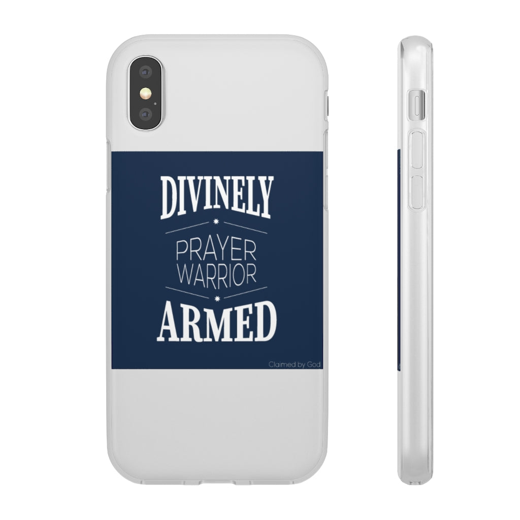 Divinely Armed Prayer Warrior Flexi Phone Case compatible with select IPhone & Samsung Galaxy Phones Printify