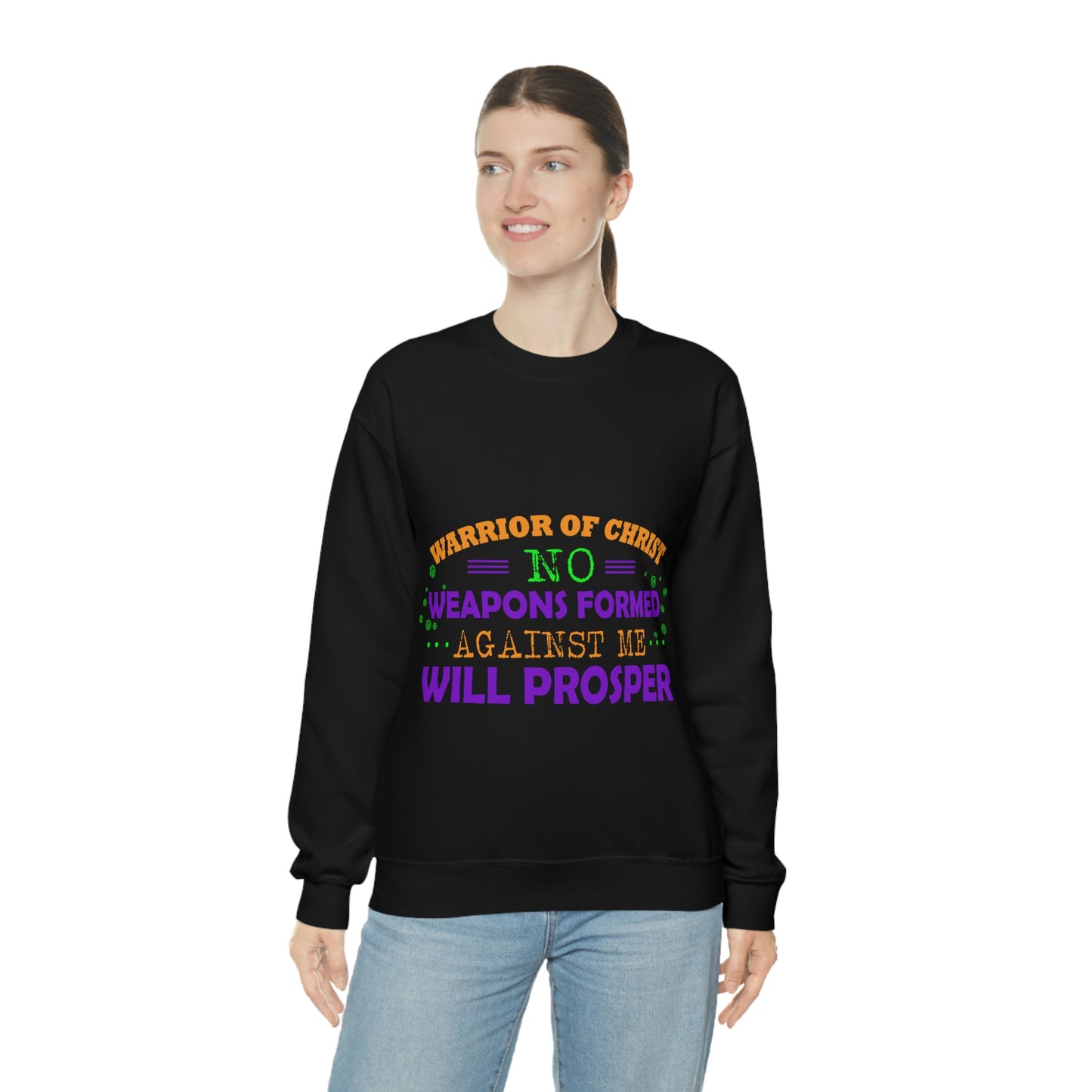 Warrior Of Christ No Weapons Formed Against Me Will Prosper Unisex Heavy Blend™ Crewneck Sweatshirt