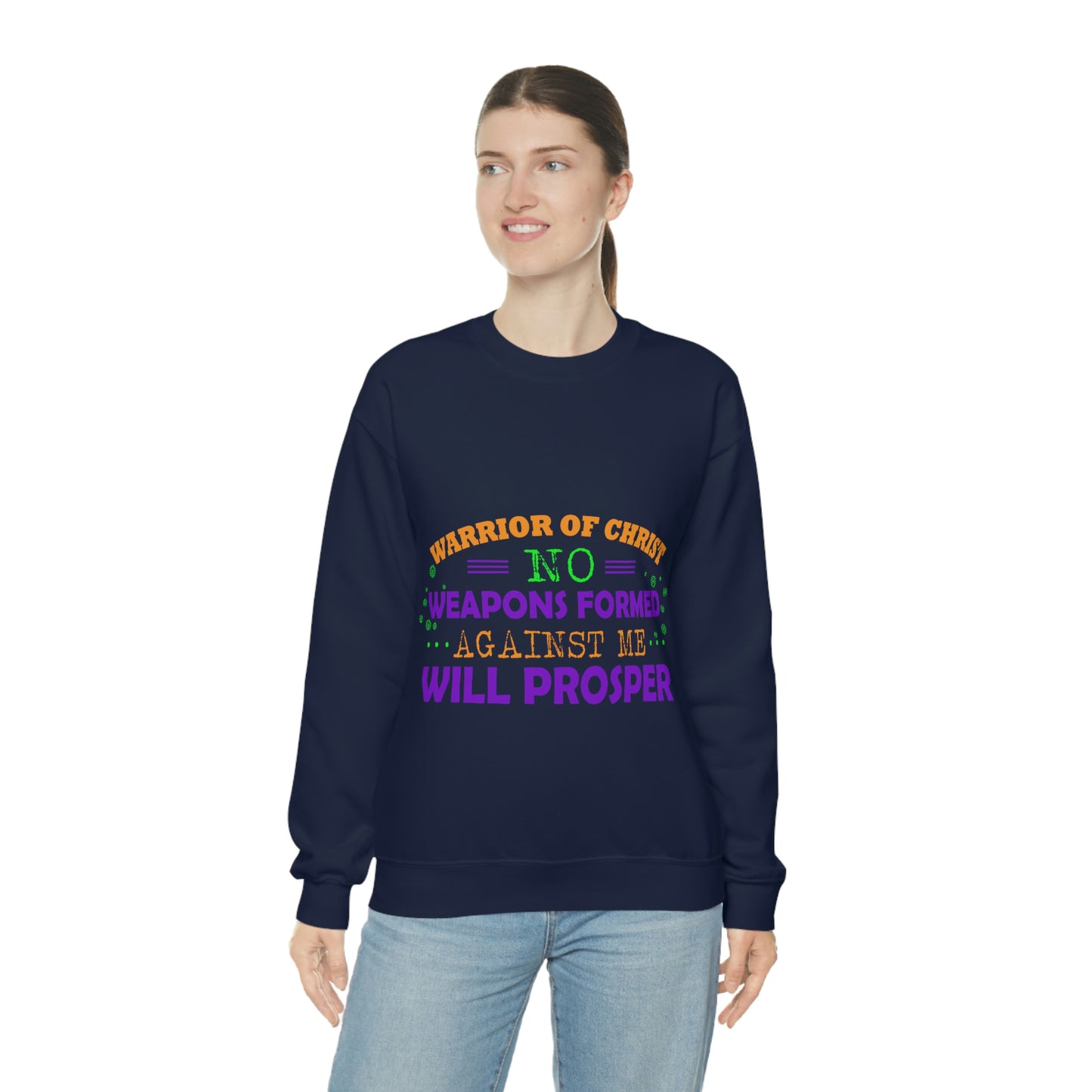 Warrior Of Christ No Weapons Formed Against Me Will Prosper Unisex Heavy Blend™ Crewneck Sweatshirt