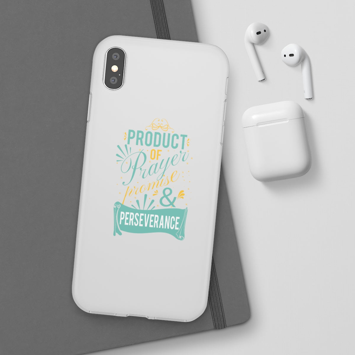 Product of Prayer Promise and Perseverance Flexi Phone Case. compatible with select IPhone & Samsung Galaxy Phones Printify