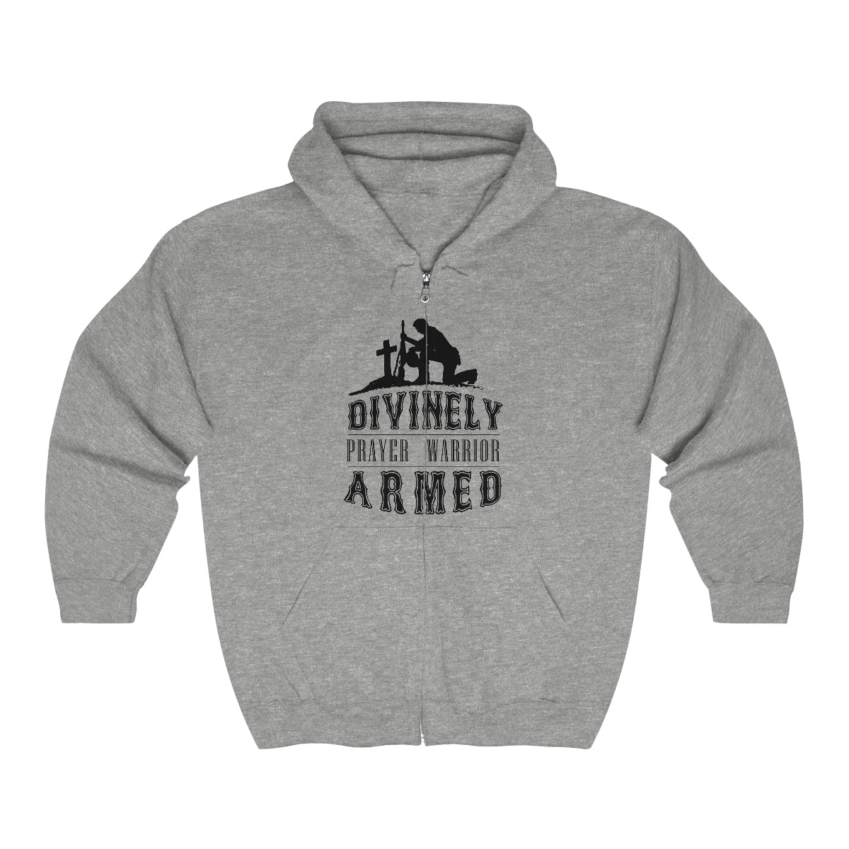 Divinely Armed Prayer Warrior Unisex Heavy Blend Full Zip Hooded Sweatshirt Printify
