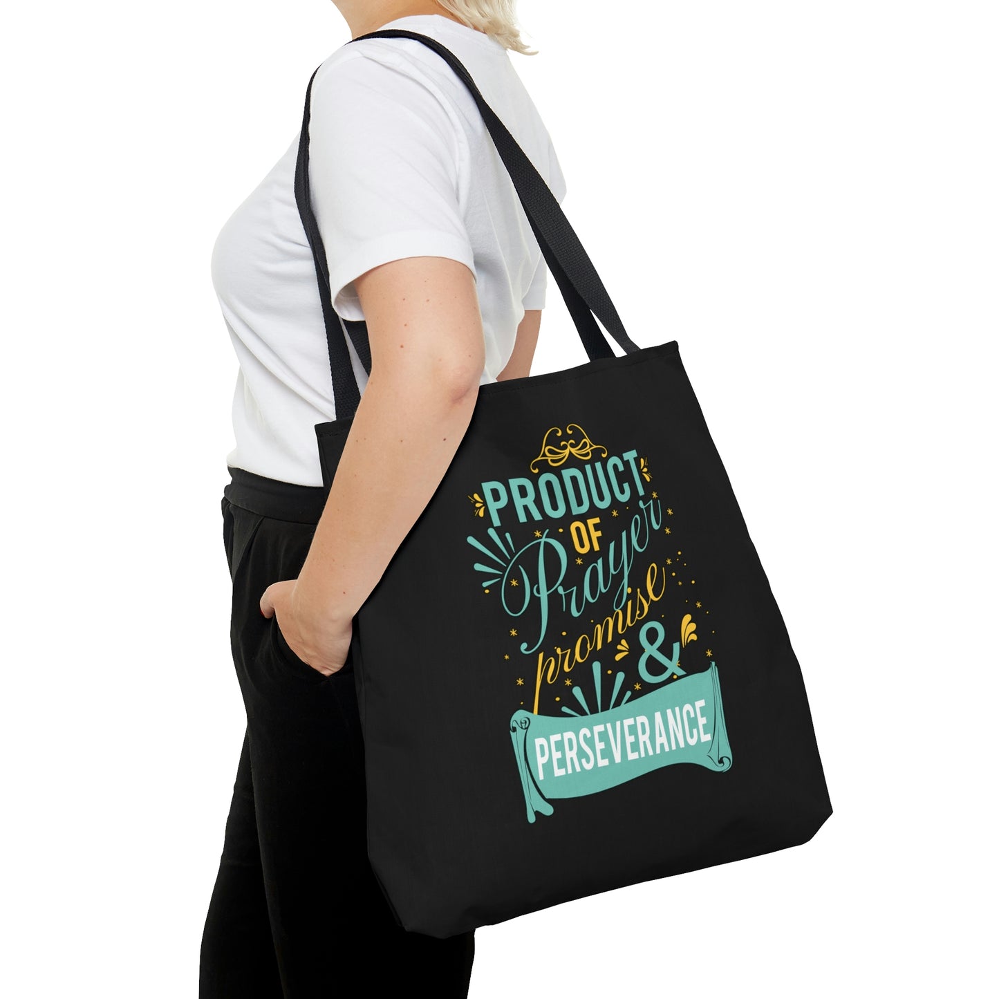 Product of prayer, promise, and perseverance Tote Bag