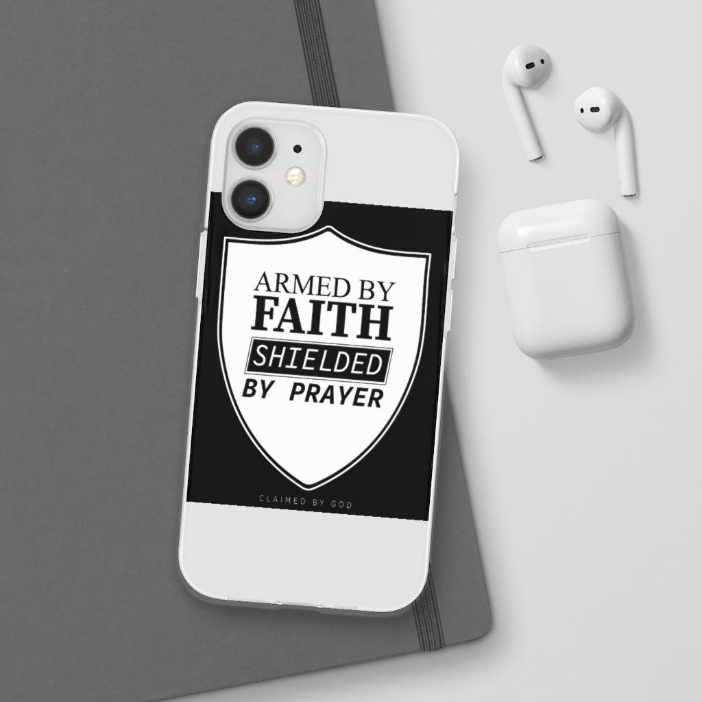 Armed by faith shielded by prayer Flexi Phone Case, compatible with select IPhone & Samsung Galaxy Phones Printify