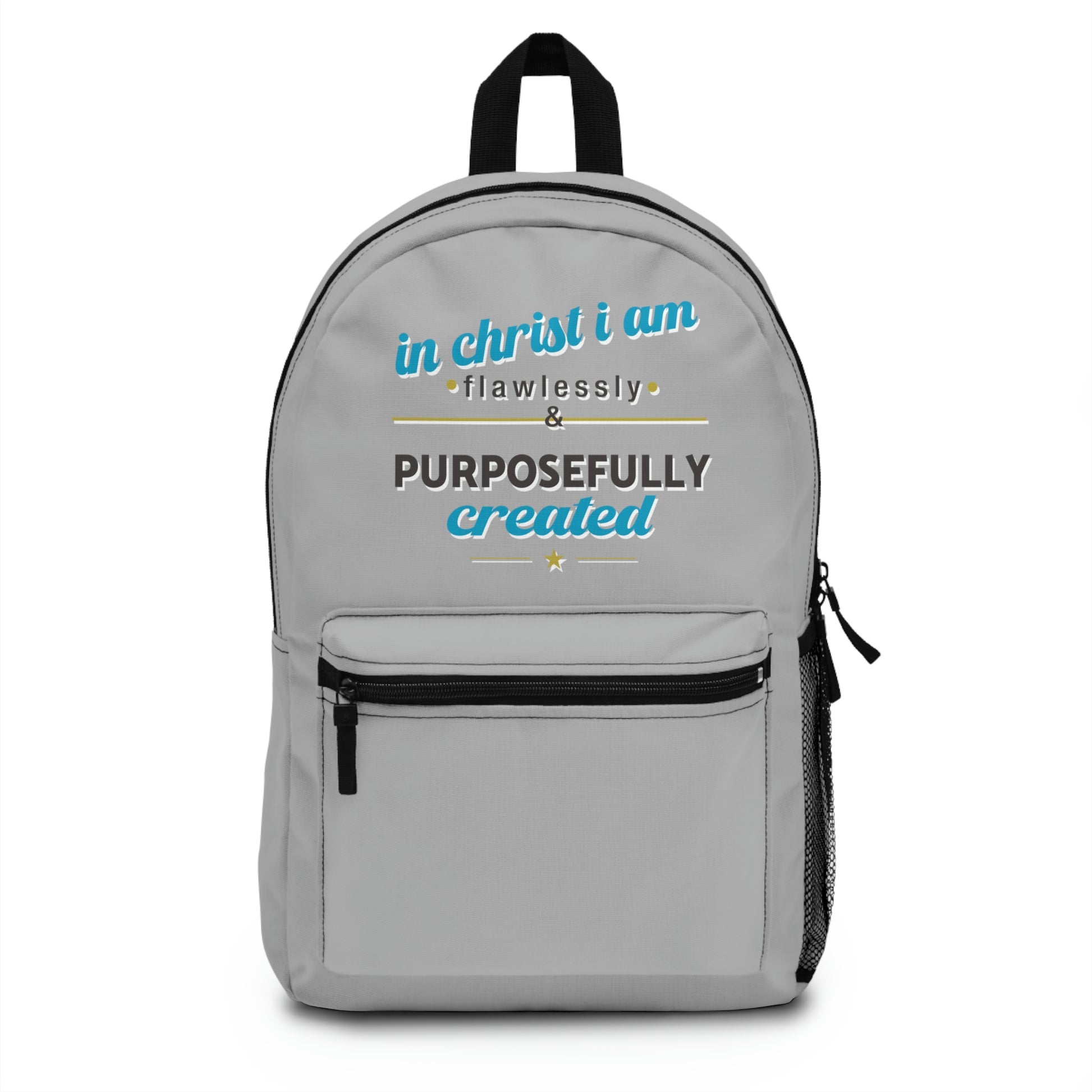 In Christ I Am Flawlessly & Purposefully Created Backpack Printify