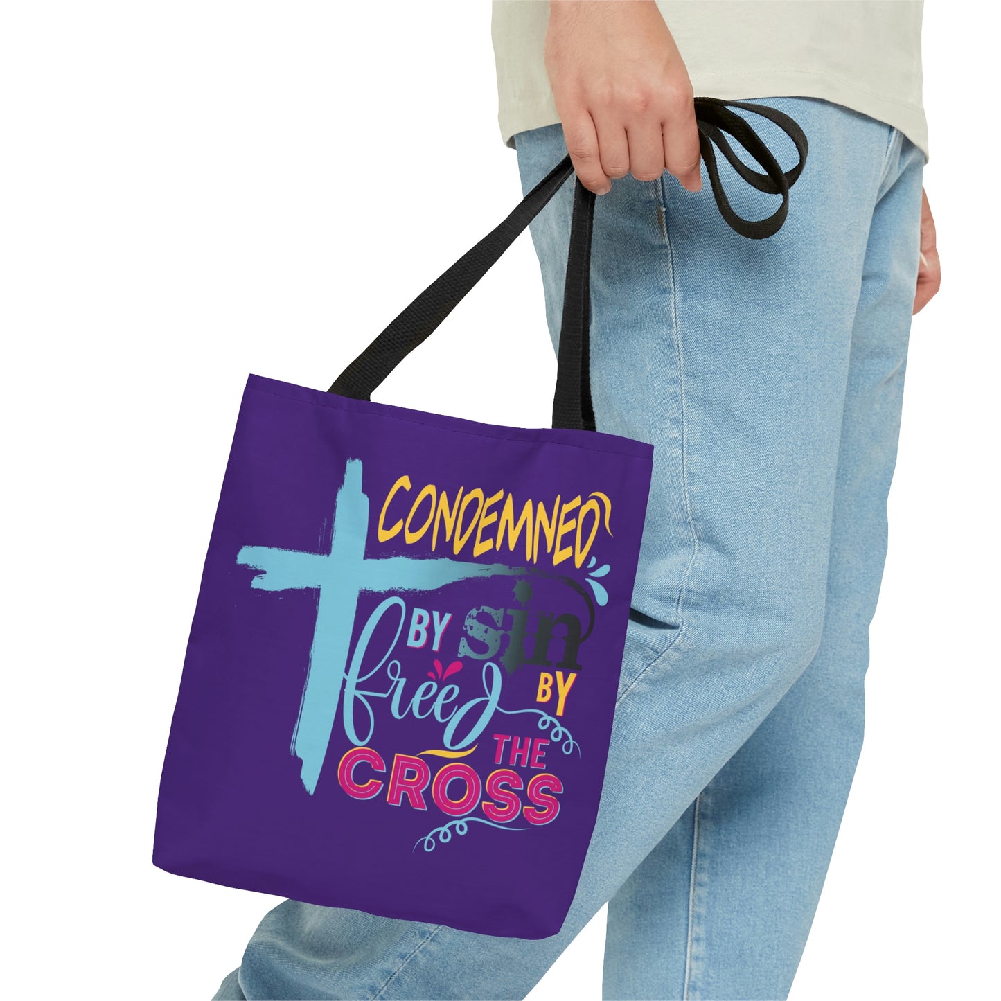 Condemned by Sin Freed By The Cross Tote Bag