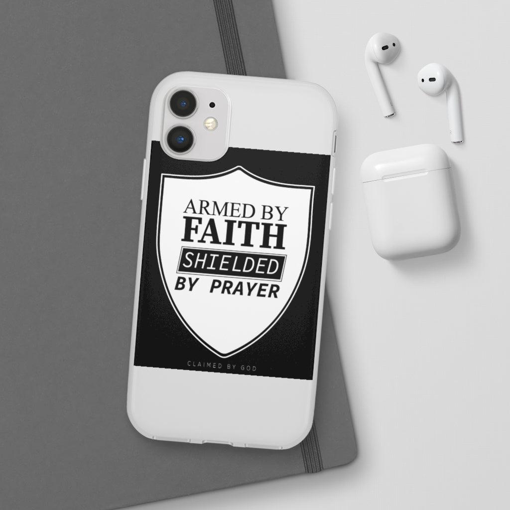 Armed by faith shielded by prayer Flexi Phone Case, compatible with select IPhone & Samsung Galaxy Phones Printify