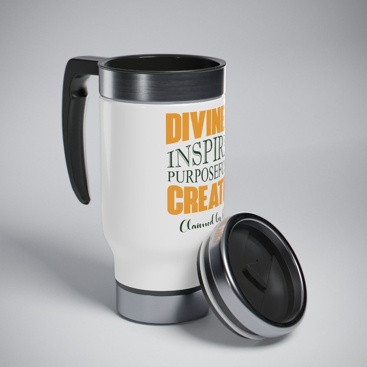 Divinely Inspired Purposefully Created Stainless Steel Travel Mug with Handle, 14oz Printify