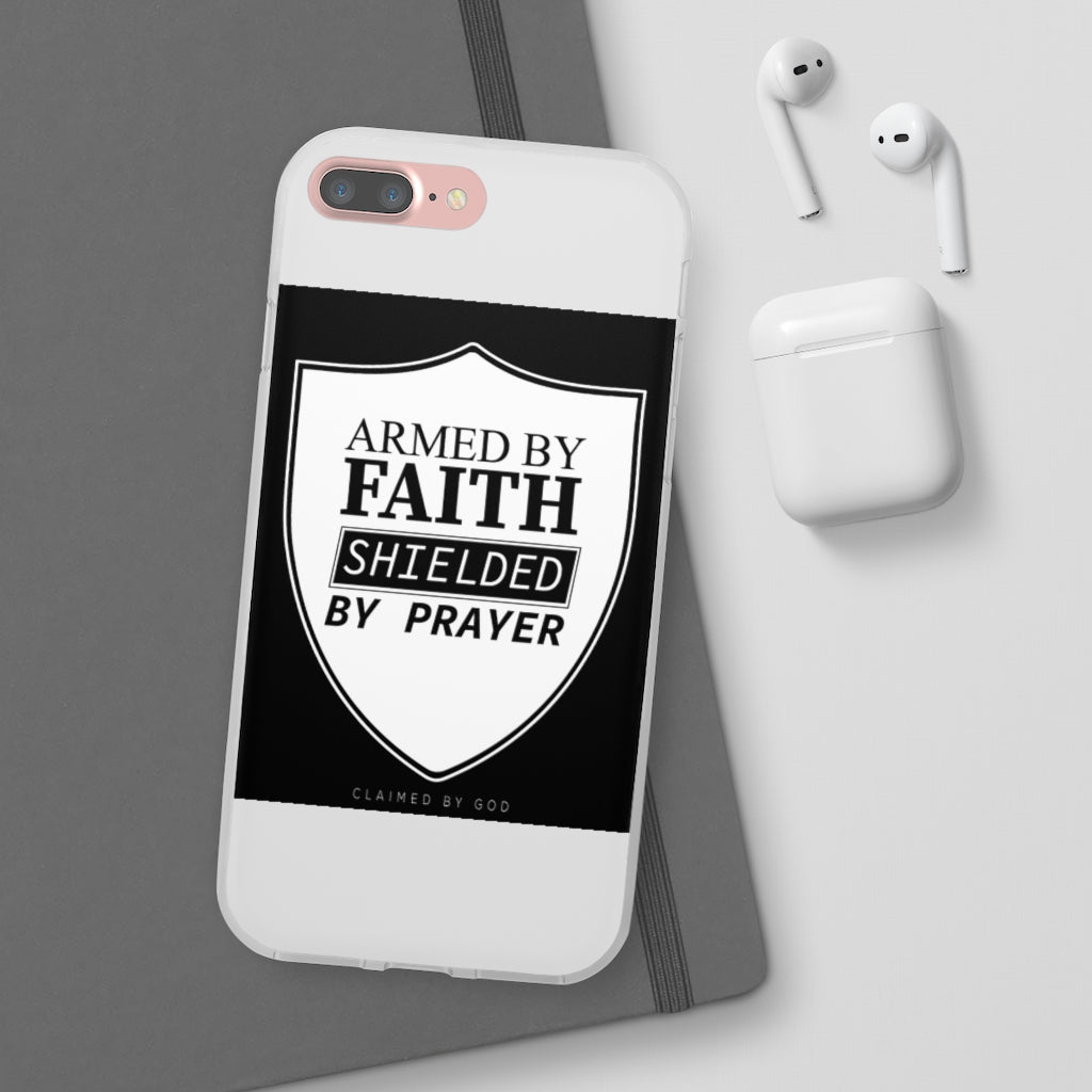 Armed by faith shielded by prayer Flexi Phone Case, compatible with select IPhone & Samsung Galaxy Phones Printify