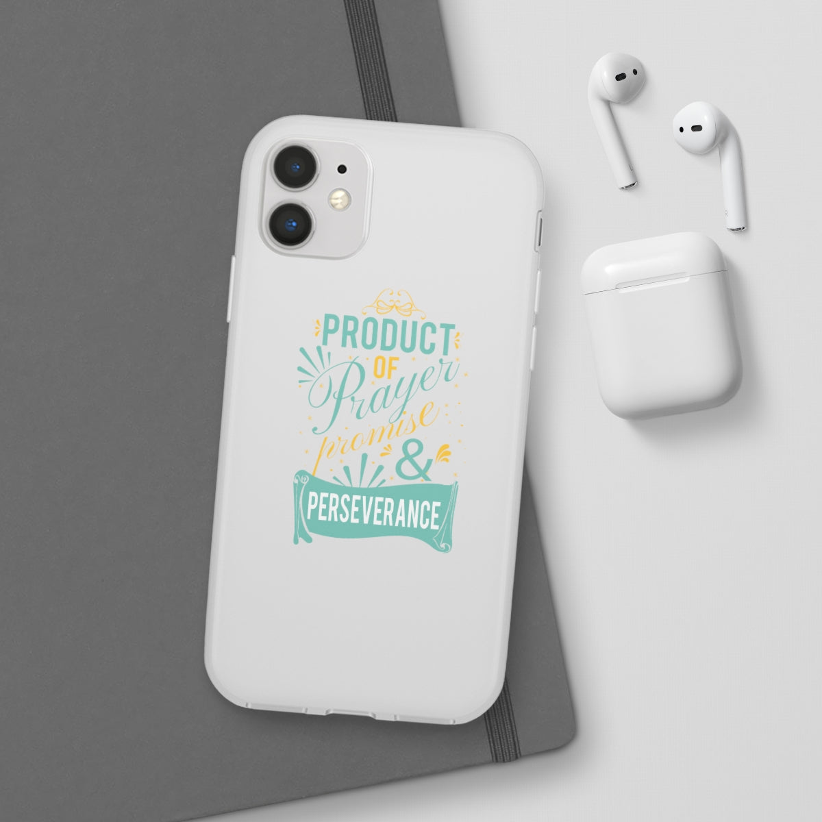 Product of Prayer Promise and Perseverance Flexi Phone Case. compatible with select IPhone & Samsung Galaxy Phones Printify