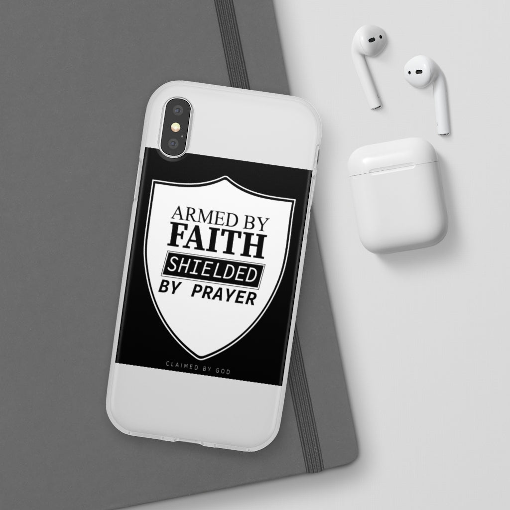 Armed by faith shielded by prayer Flexi Phone Case, compatible with select IPhone & Samsung Galaxy Phones Printify