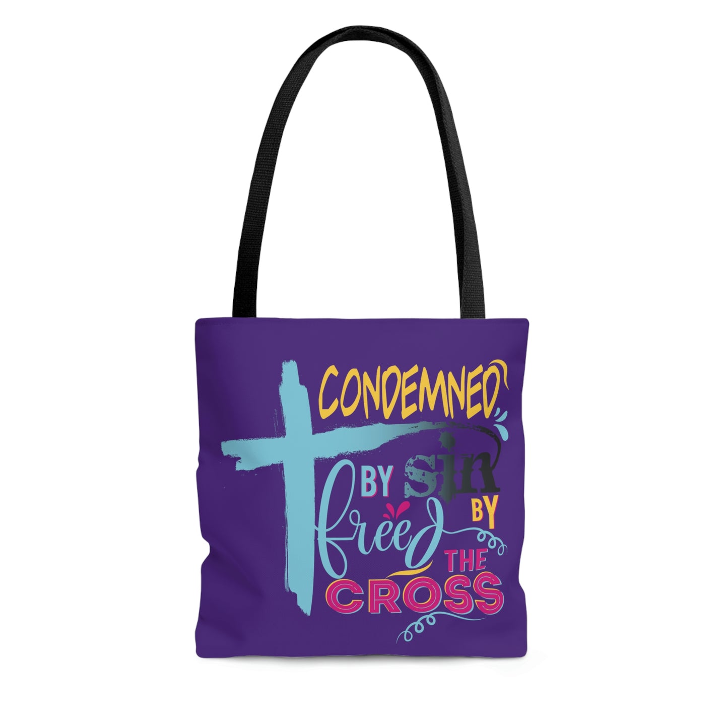 Condemned by Sin Freed By The Cross Tote Bag