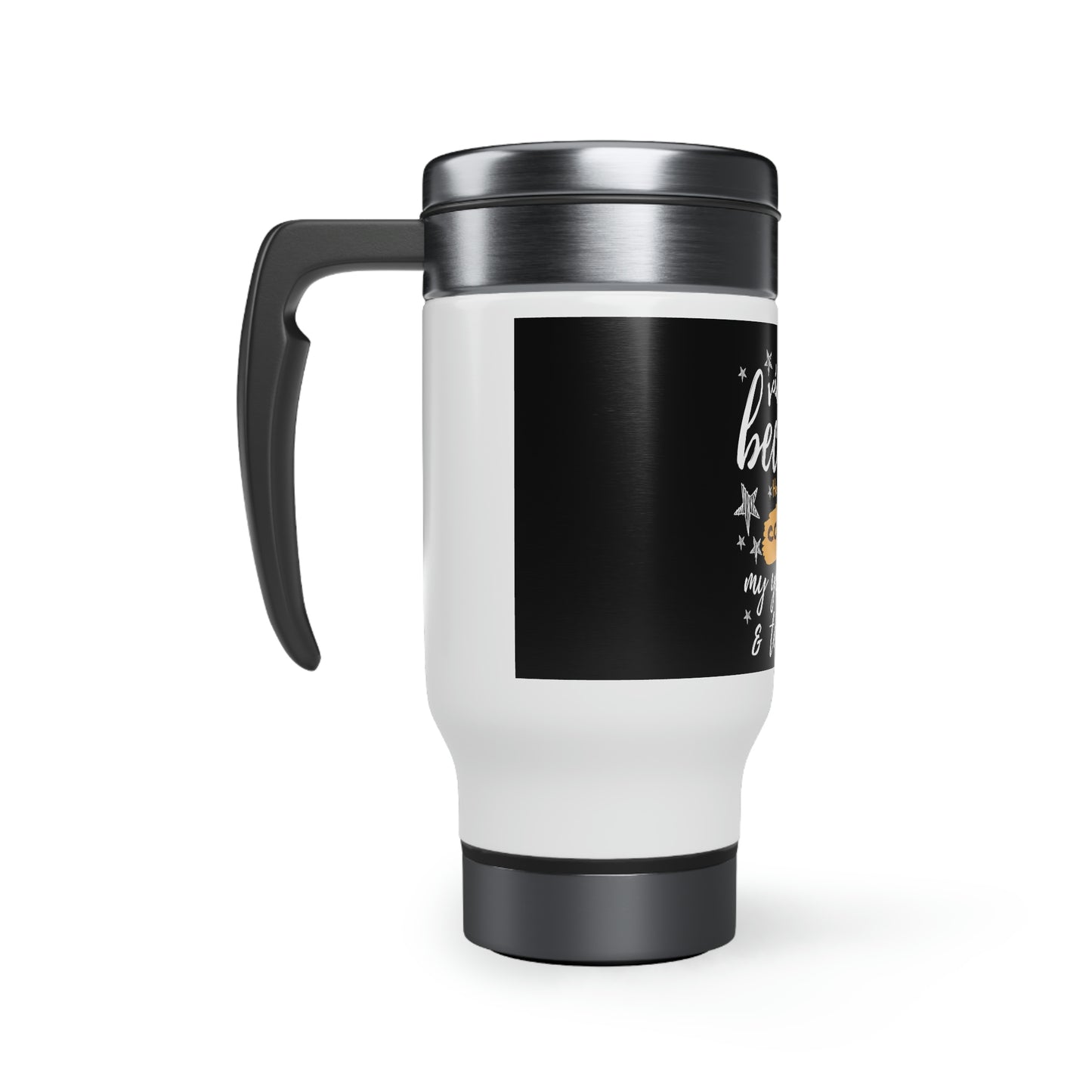 Victorious Today Because He Already Conquered My Yesterdays and Tomorrows Stainless Steel Travel Mug with Handle, 14oz
