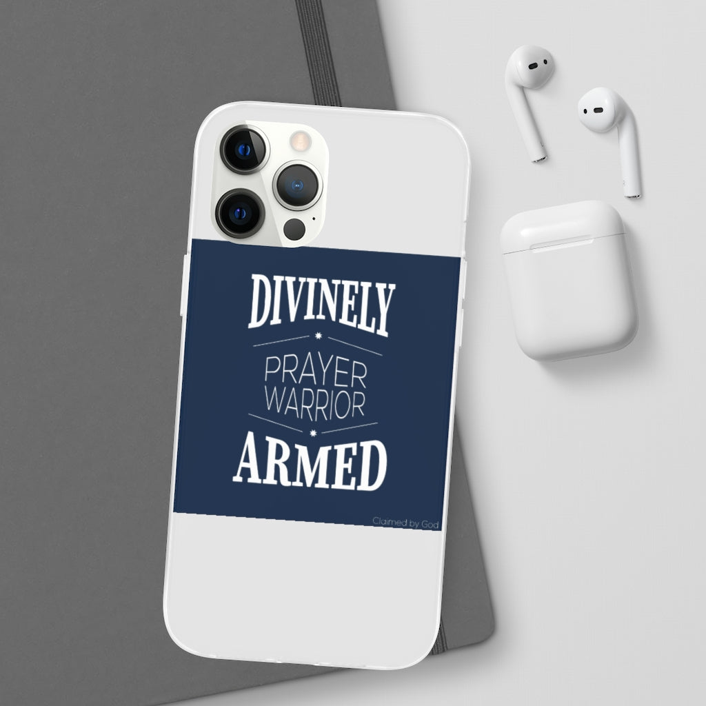 Divinely Armed Prayer Warrior Flexi Phone Case compatible with select IPhone & Samsung Galaxy Phones Printify