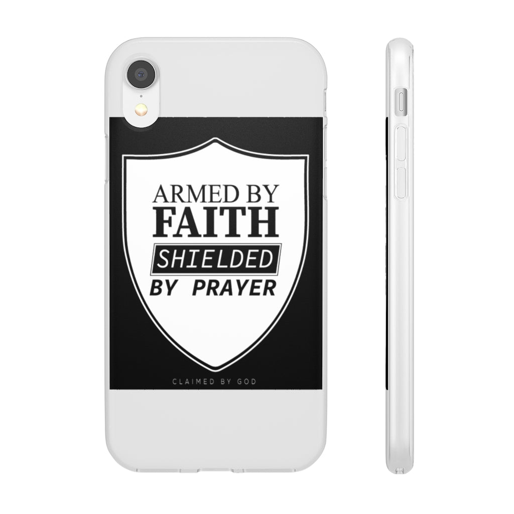 Armed by faith shielded by prayer Flexi Phone Case, compatible with select IPhone & Samsung Galaxy Phones Printify