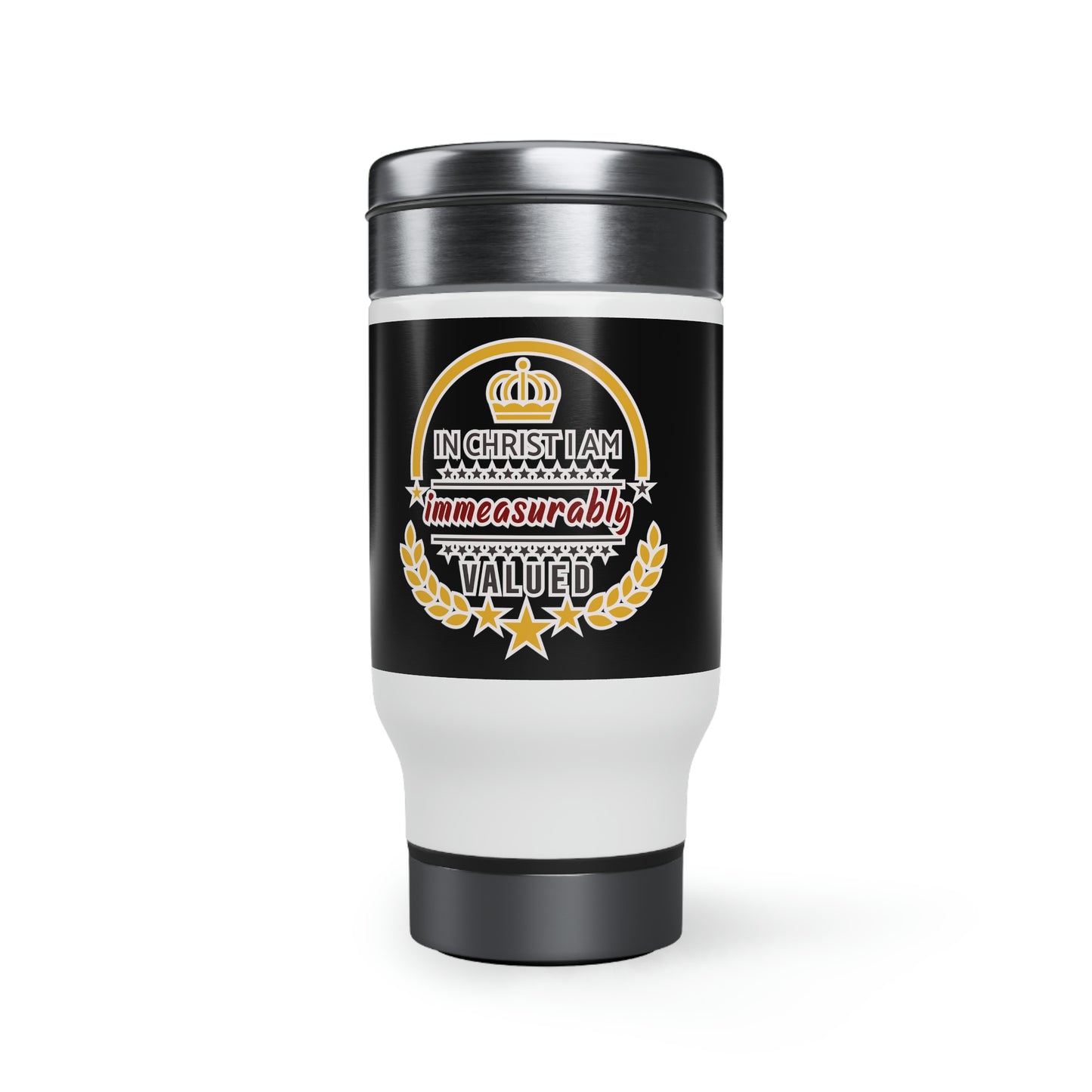 In Christ I Am Immeasurably Valued Travel Mug with Handle, 14oz