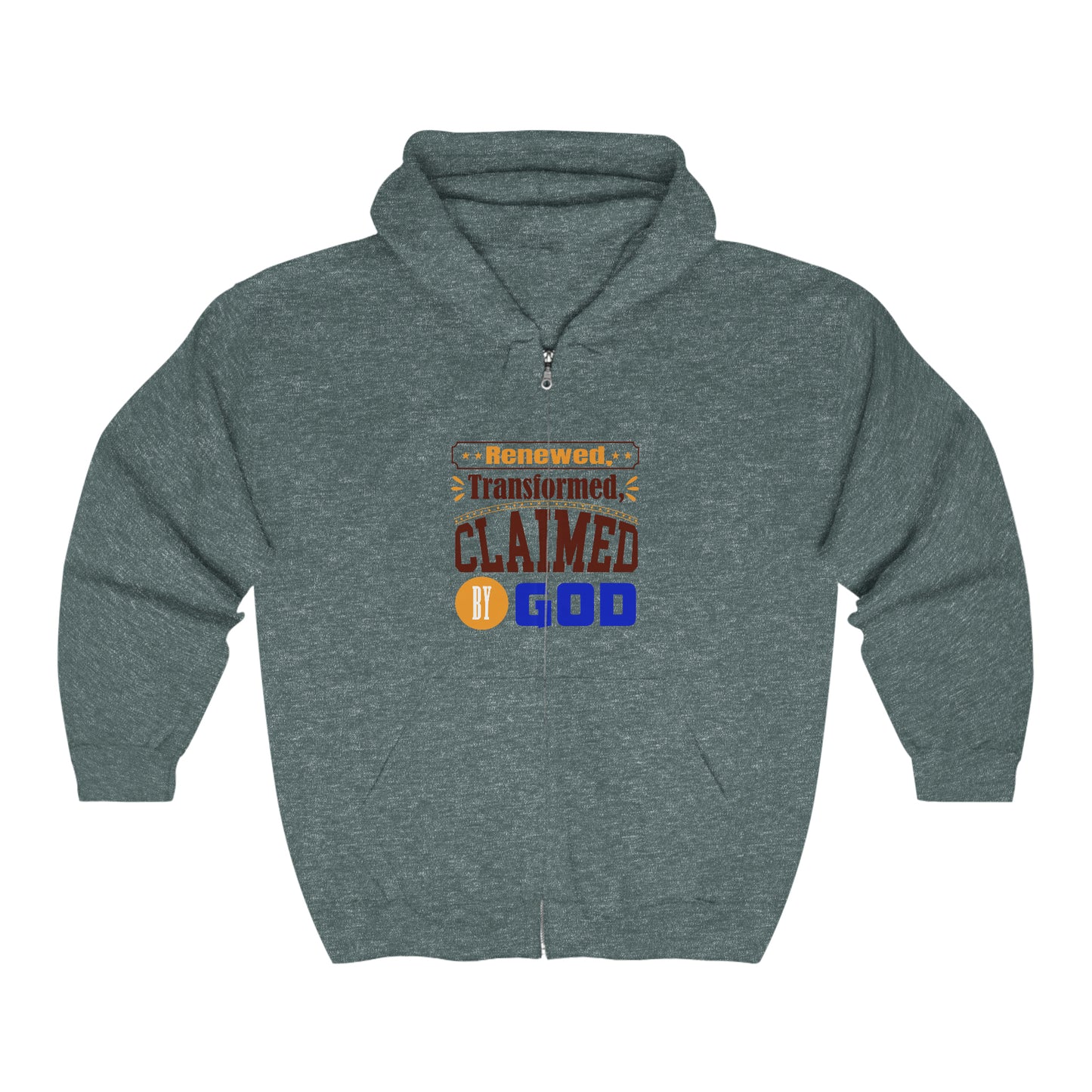 Renewed, Transformed, Claimed By God  Unisex Heavy Blend Full Zip Hooded Sweatshirt