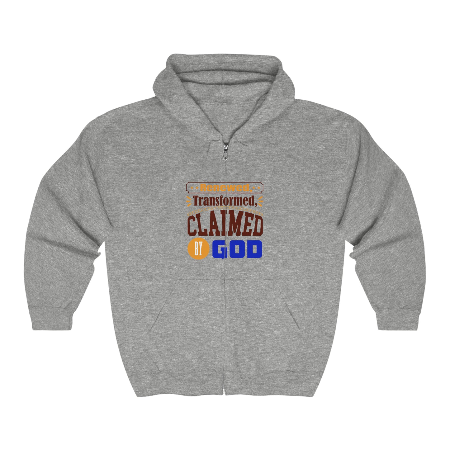 Renewed, Transformed, Claimed By God  Unisex Heavy Blend Full Zip Hooded Sweatshirt