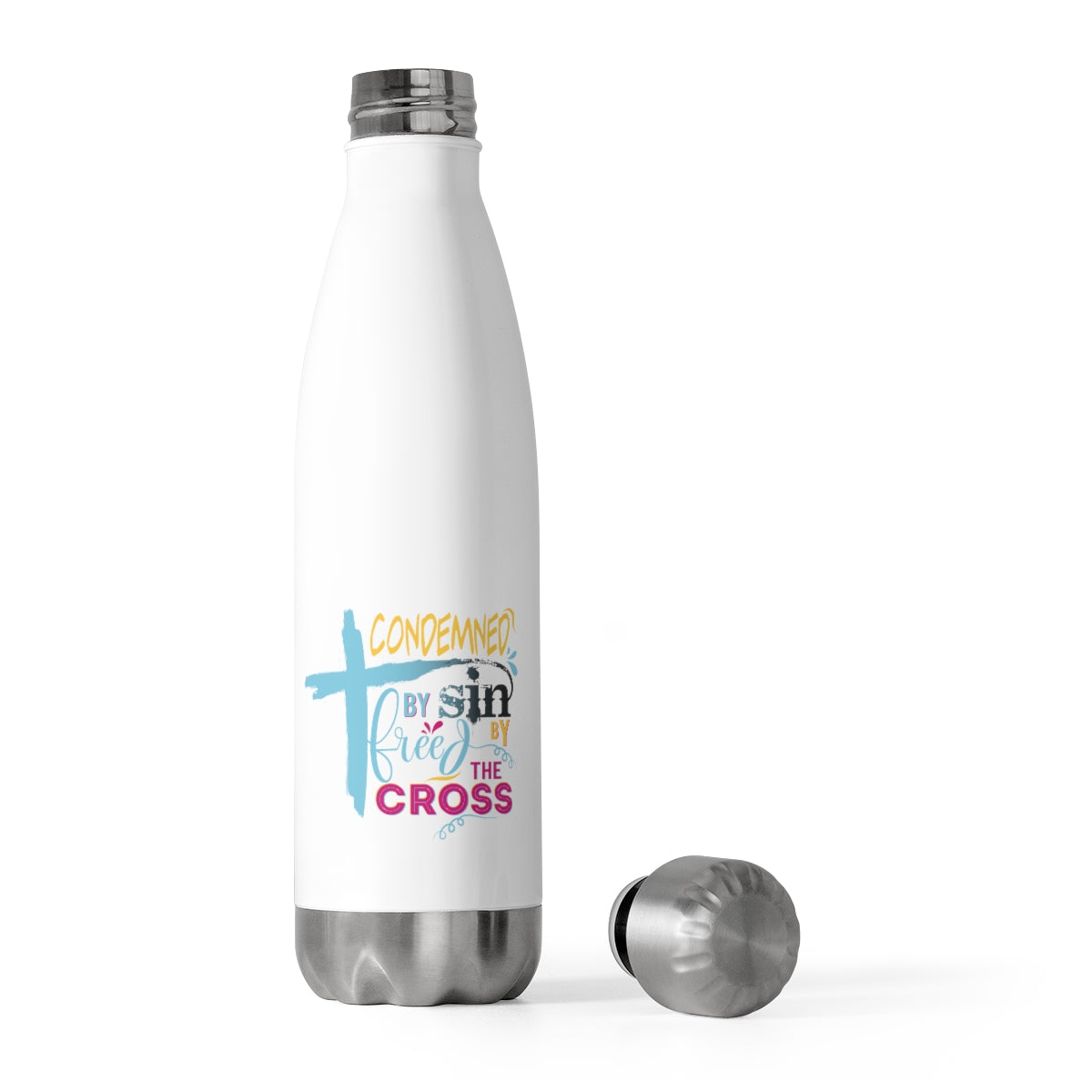 Condemned by Sin Freed by the Cross Insulated Bottle Printify