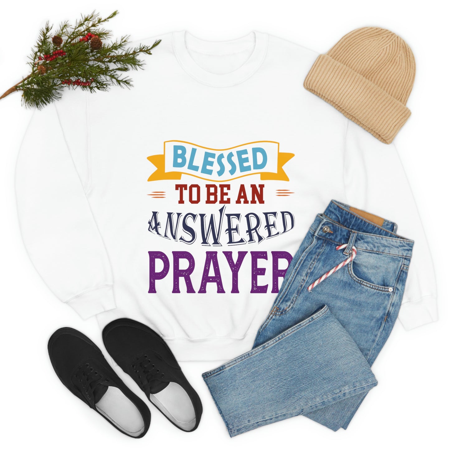 Blessed To Be An Answered Prayer  Unisex Heavy Blend™ Crewneck Sweatshirt