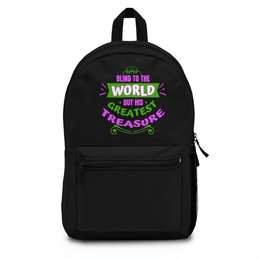 Blind To The World But His Greatest Treasure Backpack Printify