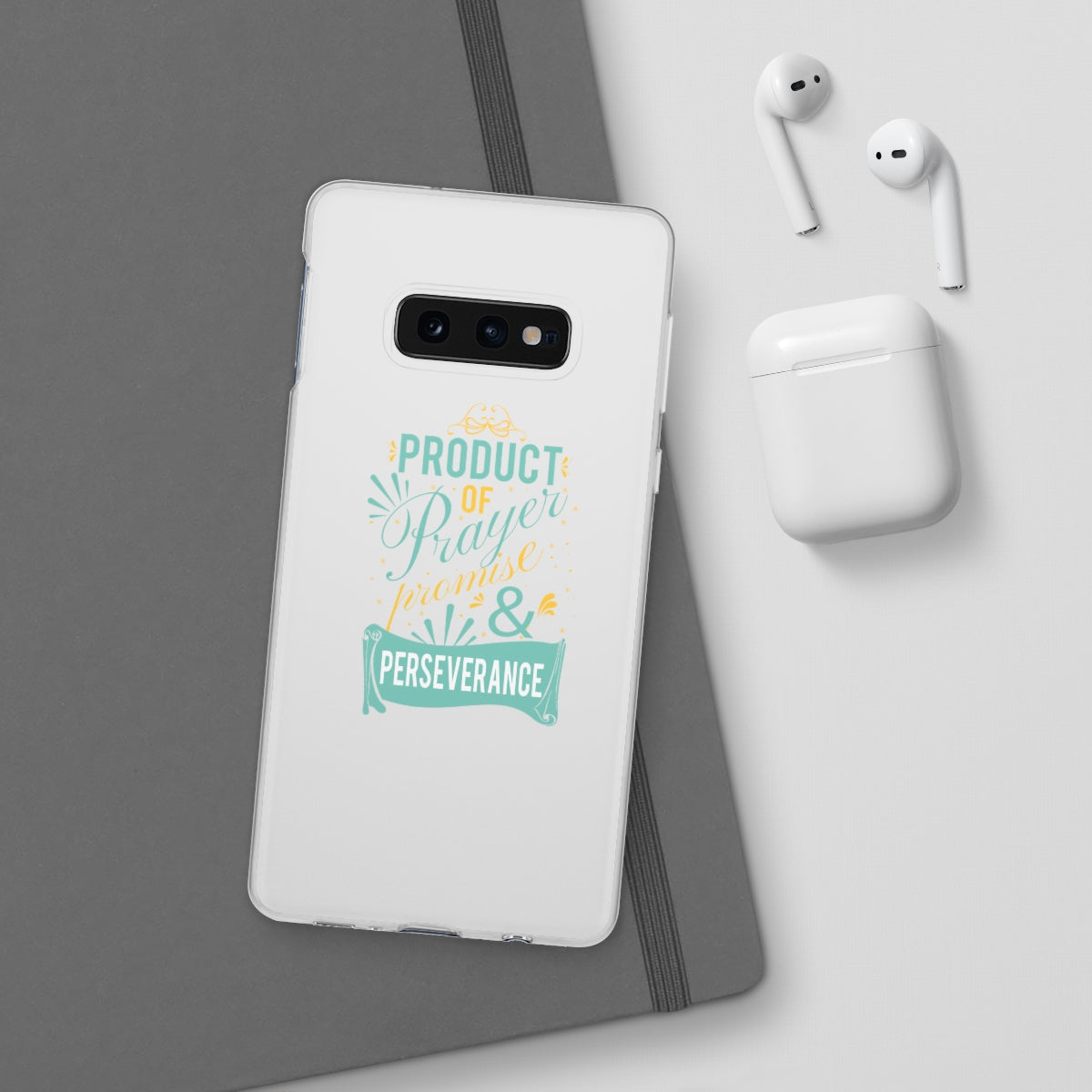 Product of Prayer Promise and Perseverance Flexi Phone Case. compatible with select IPhone & Samsung Galaxy Phones Printify