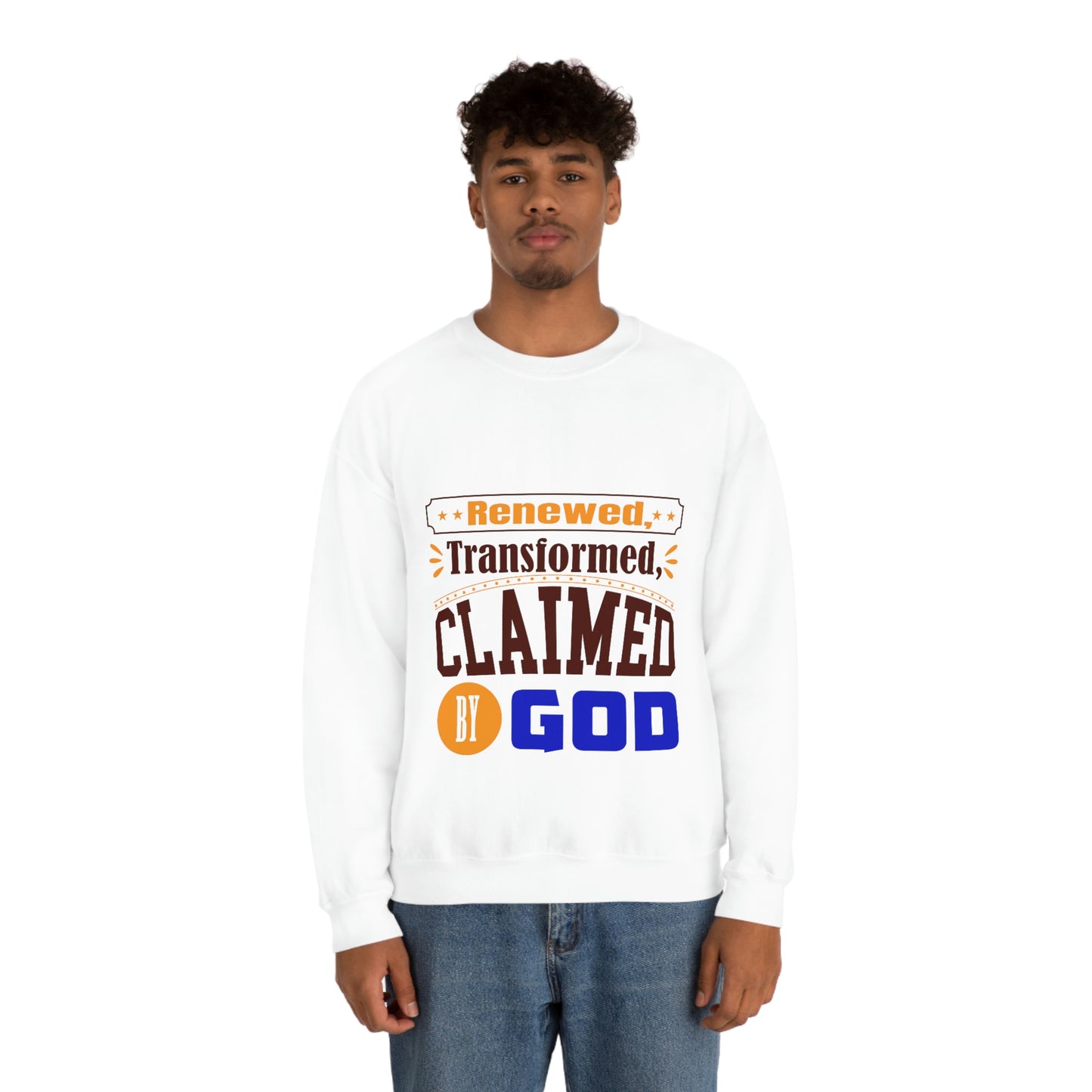 Renewed, Transformed, Claimed By God Unisex Heavy Blend™ Crewneck Sweatshirt