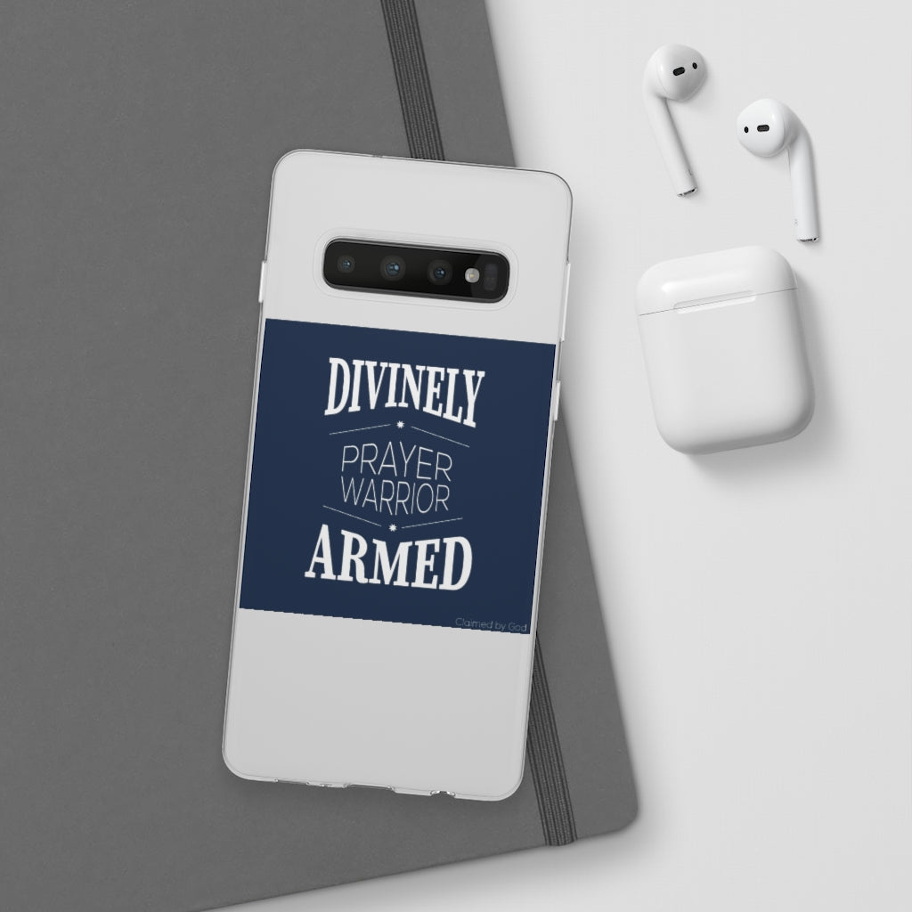 Divinely Armed Prayer Warrior Flexi Phone Case compatible with select IPhone & Samsung Galaxy Phones Printify