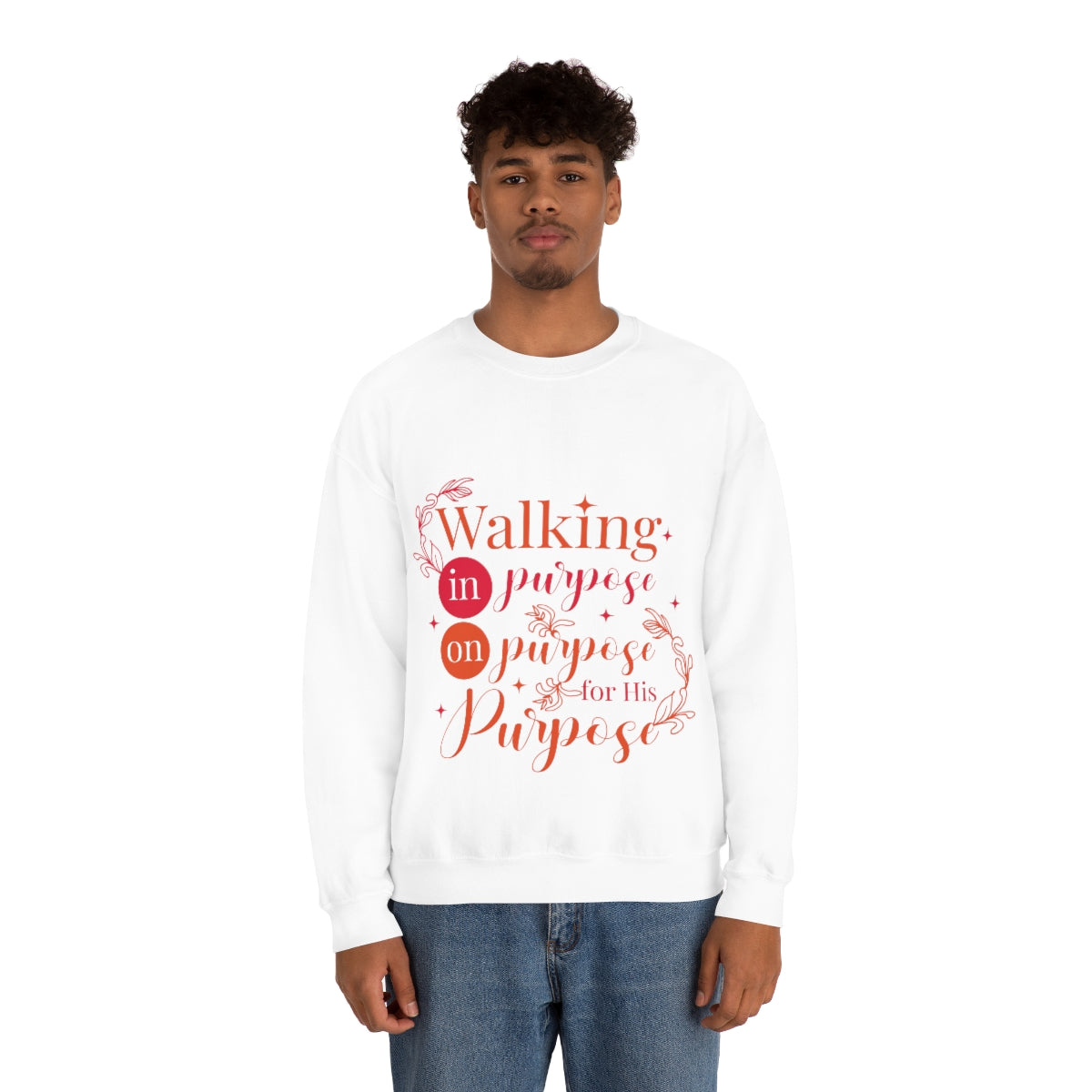 Walking In Purpose On Purpose For His Purpose Unisex Heavy Blend™ Crewneck Sweatshirt Printify