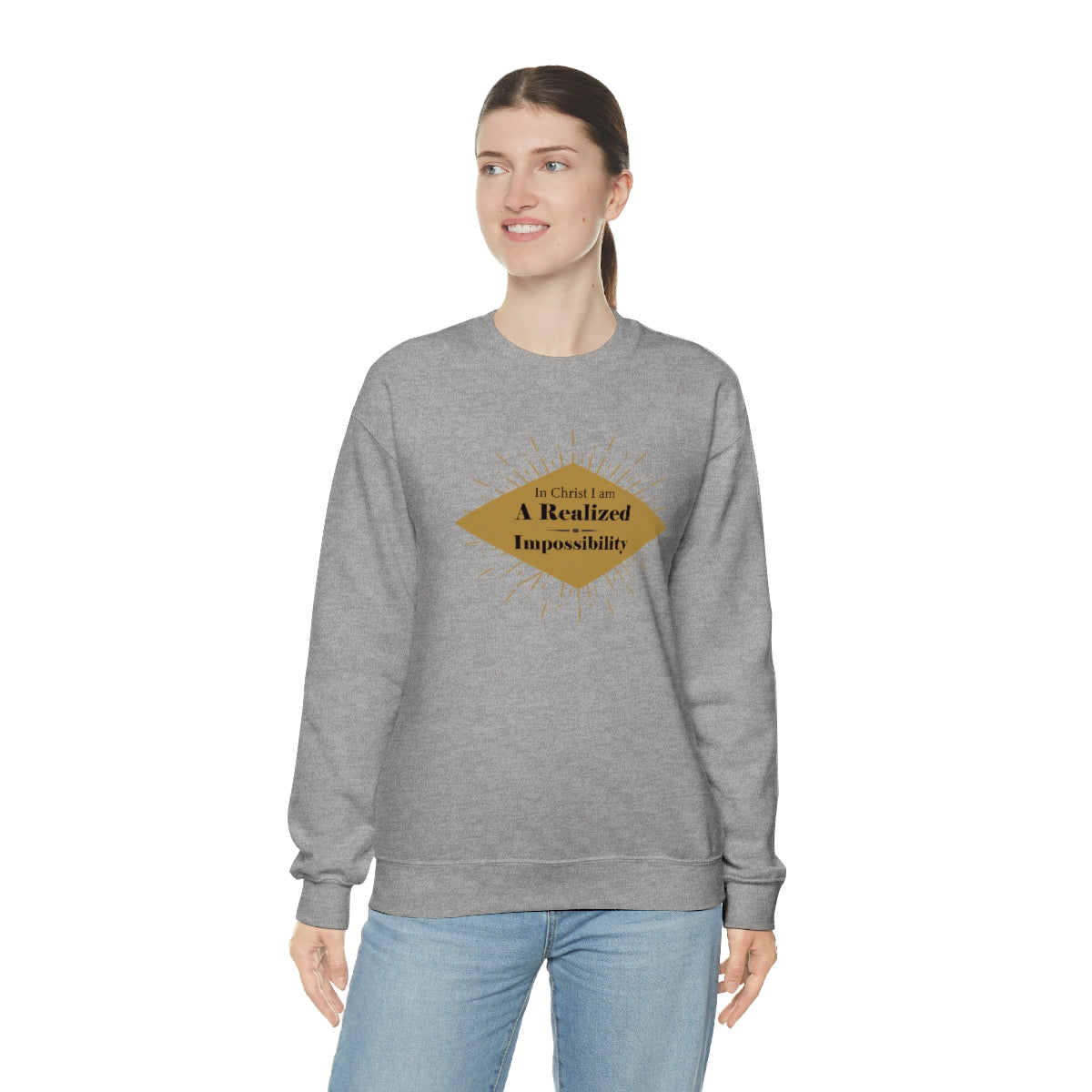 In Christ I Am A Realized Impossibility Unisex Heavy Blend™ Crewneck Sweatshirt Printify
