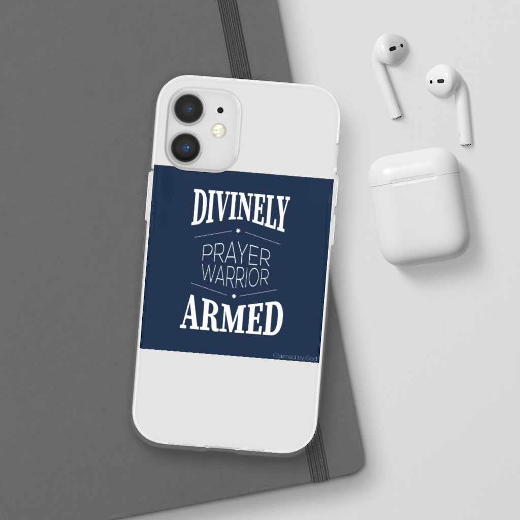 Divinely Armed Prayer Warrior Flexi Phone Case compatible with select IPhone & Samsung Galaxy Phones Printify