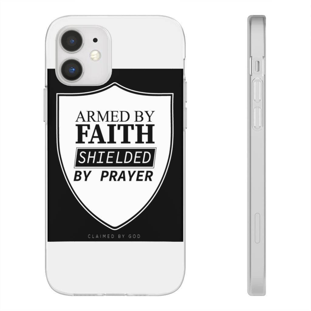 Armed by faith shielded by prayer Flexi Phone Case, compatible with select IPhone & Samsung Galaxy Phones Printify