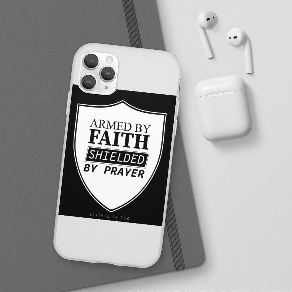 Armed by faith shielded by prayer Flexi Phone Case, compatible with select IPhone & Samsung Galaxy Phones Printify