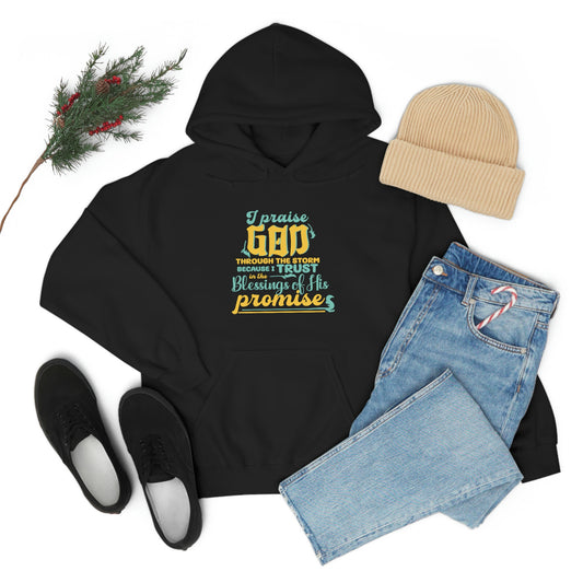 I Praise God Through The Storm Because I Trust In The Blessings Of His Promise Unisex Pull On Hooded sweatshirt