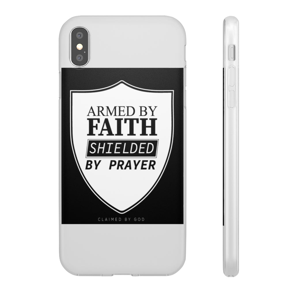 Armed by faith shielded by prayer Flexi Phone Case, compatible with select IPhone & Samsung Galaxy Phones Printify