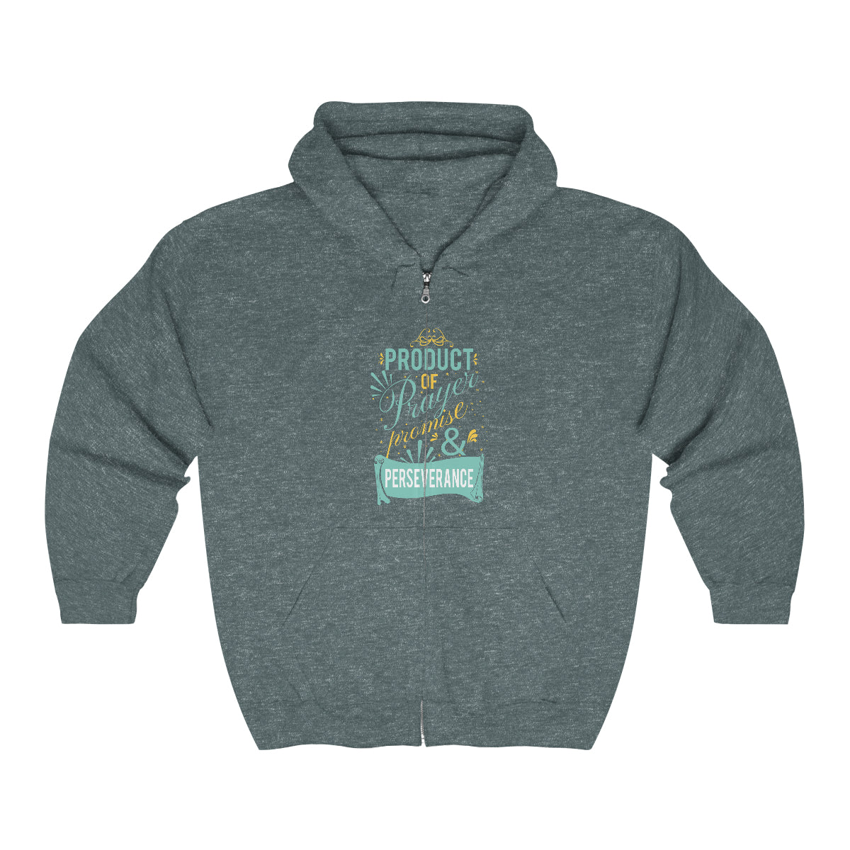 Product of Prayer, Promise, & Perseverance Unisex Heavy Blend Full Zip Hooded Sweatshirt Printify