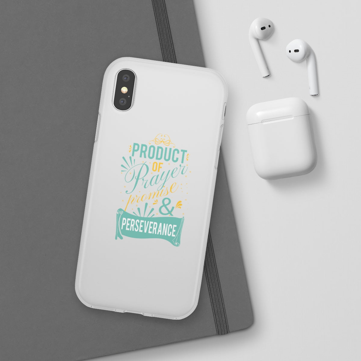 Product of Prayer Promise and Perseverance Flexi Phone Case. compatible with select IPhone & Samsung Galaxy Phones Printify