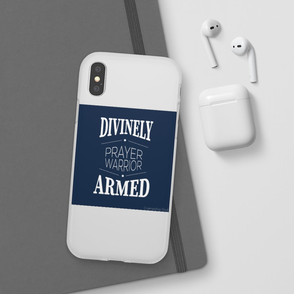 Divinely Armed Prayer Warrior Flexi Phone Case compatible with select IPhone & Samsung Galaxy Phones Printify