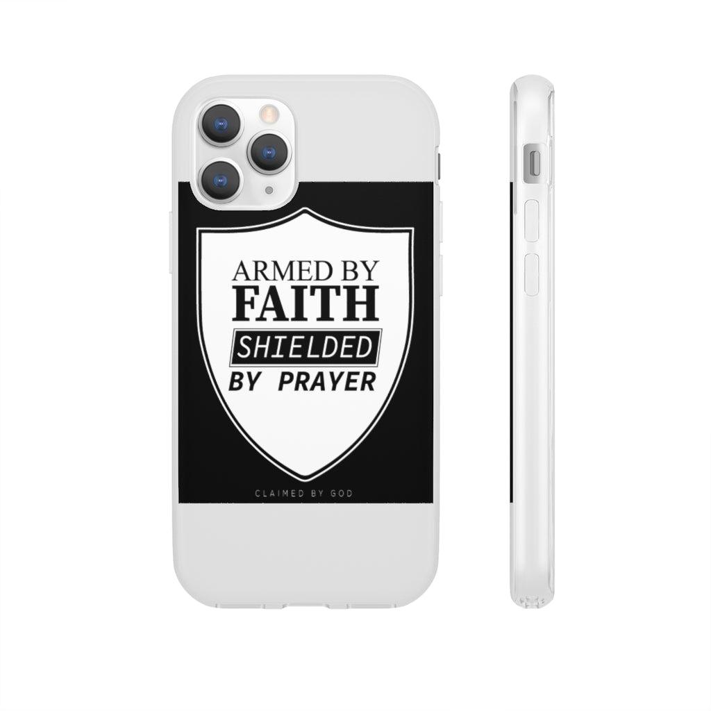 Armed by faith shielded by prayer Flexi Phone Case, compatible with select IPhone & Samsung Galaxy Phones Printify