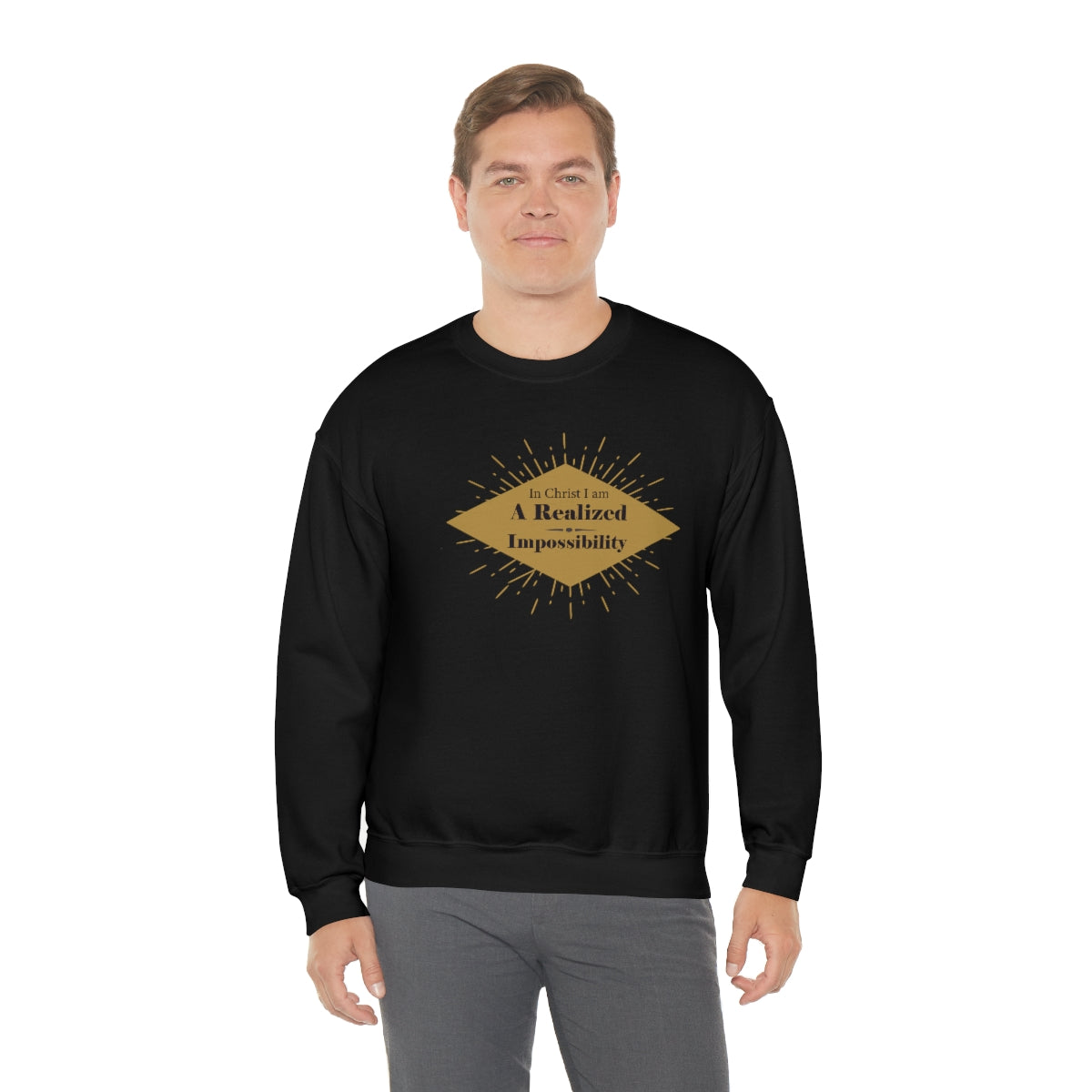 In Christ I Am A Realized Impossibility Unisex Heavy Blend™ Crewneck Sweatshirt Printify