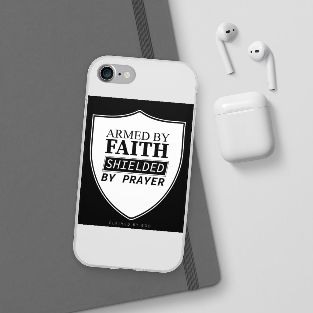 Armed by faith shielded by prayer Flexi Phone Case, compatible with select IPhone & Samsung Galaxy Phones Printify