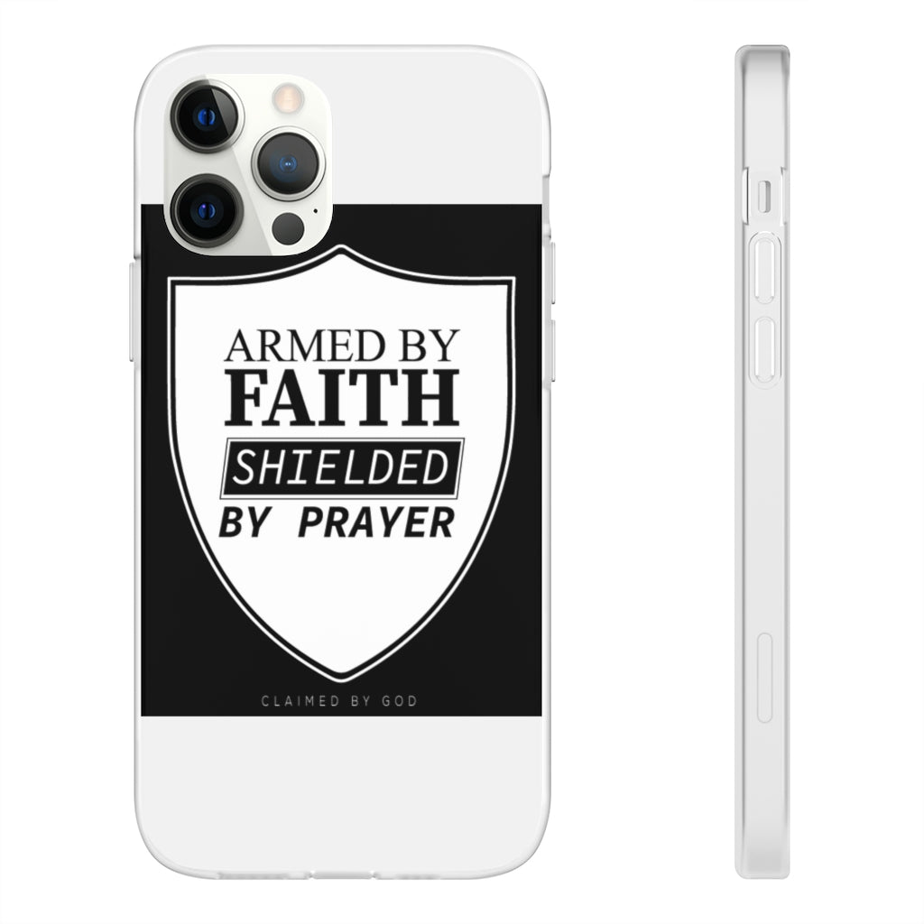 Armed by faith shielded by prayer Flexi Phone Case, compatible with select IPhone & Samsung Galaxy Phones Printify