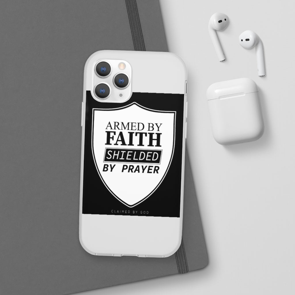 Armed by faith shielded by prayer Flexi Phone Case, compatible with select IPhone & Samsung Galaxy Phones Printify