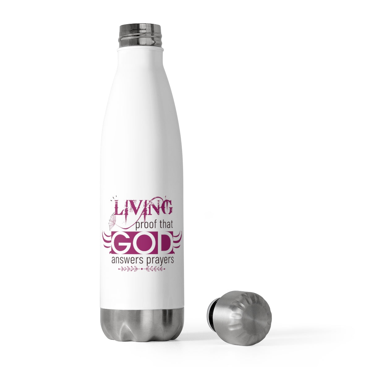 Living Proof that God Answers Prayers Insulated Bottle Printify